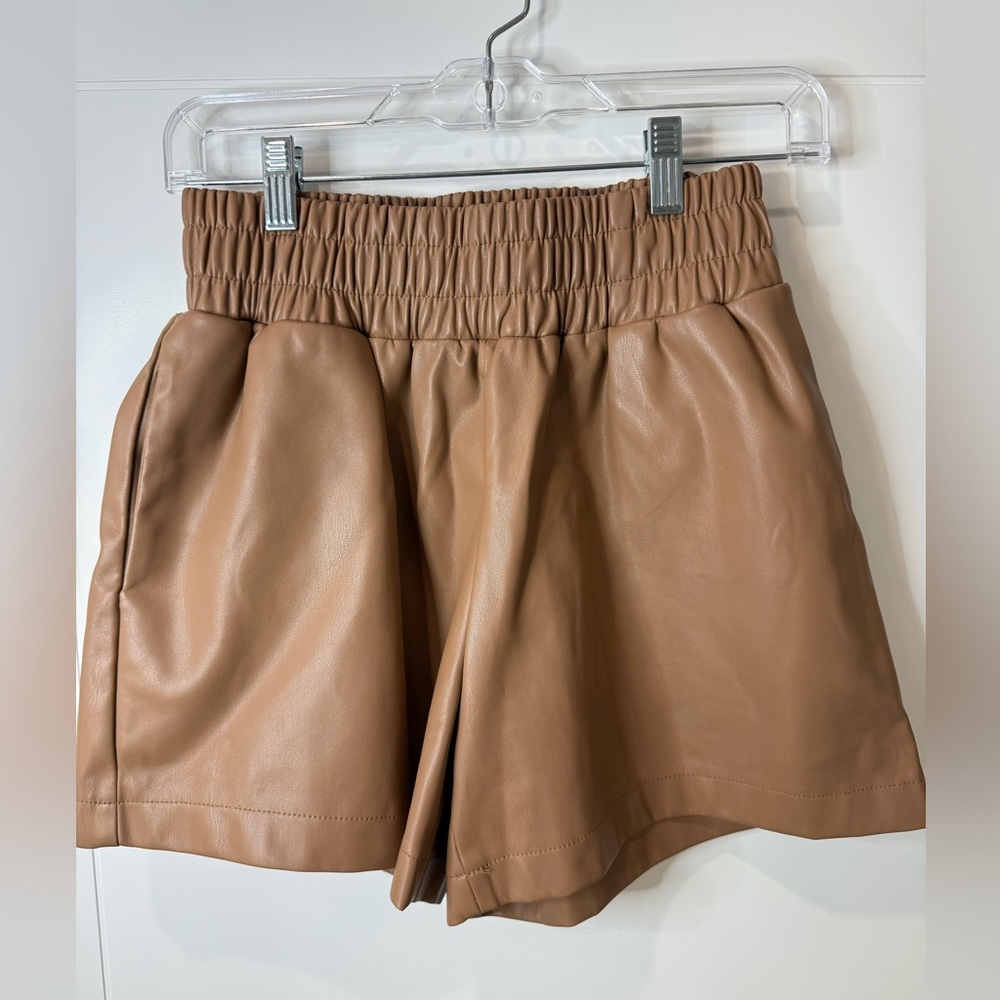 Women's Faux Leather High Rise shorts by Aaron & Amber